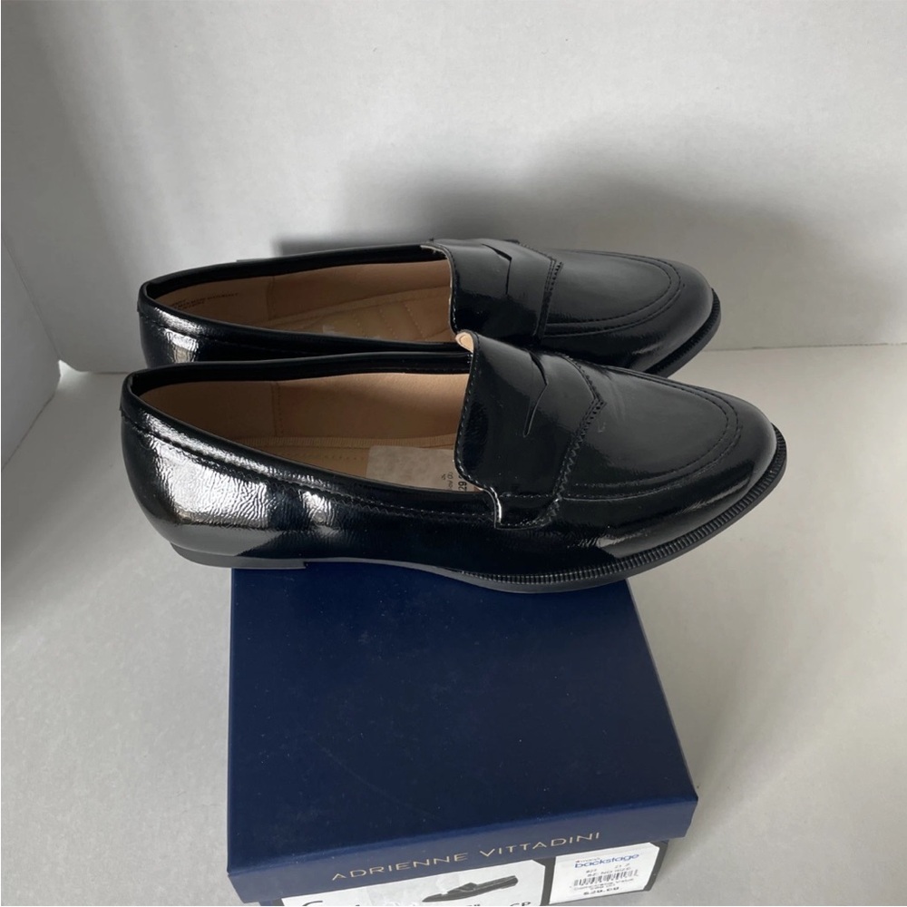 Adrienne Vittadini Black Patent Loafers flat shoes size 6 - Picture 5 of 6